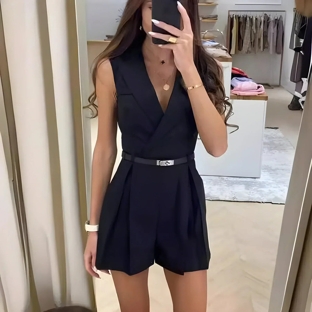 Estelle - Combishort Chic Croisé à Ceinture