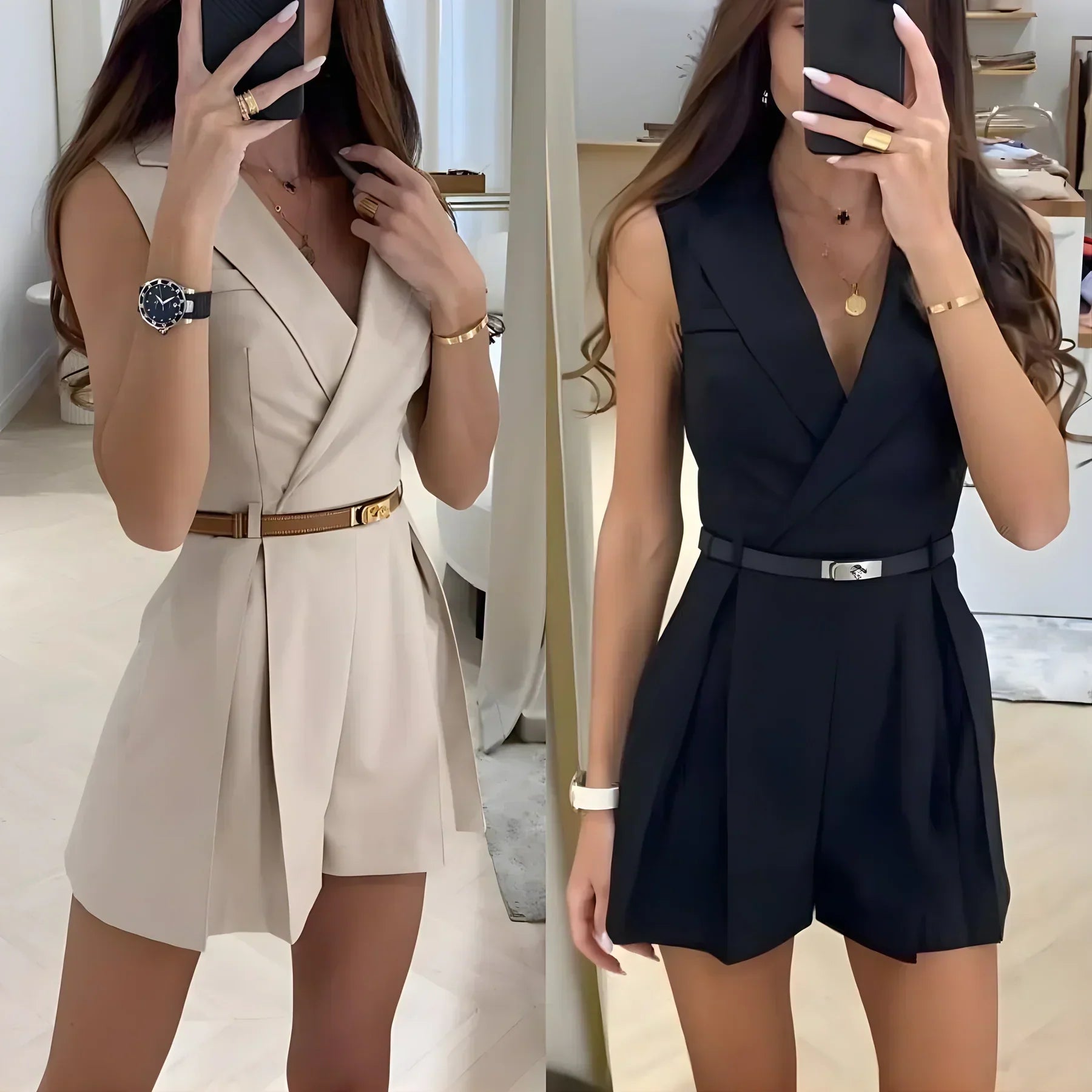 Estelle - Combishort Chic Croisé à Ceinture