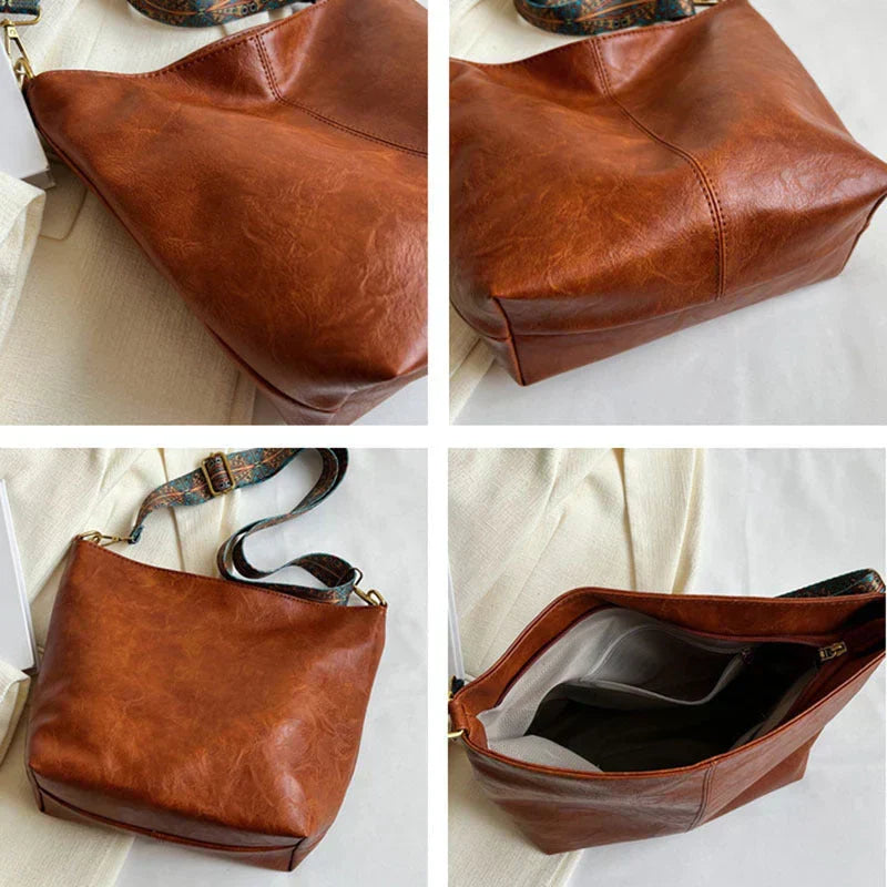 Nasira - Bolso Shopper Vintage de Cuero Premium