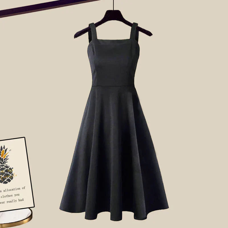 Martina - Ensemble Élégant en Maille Robe Noire