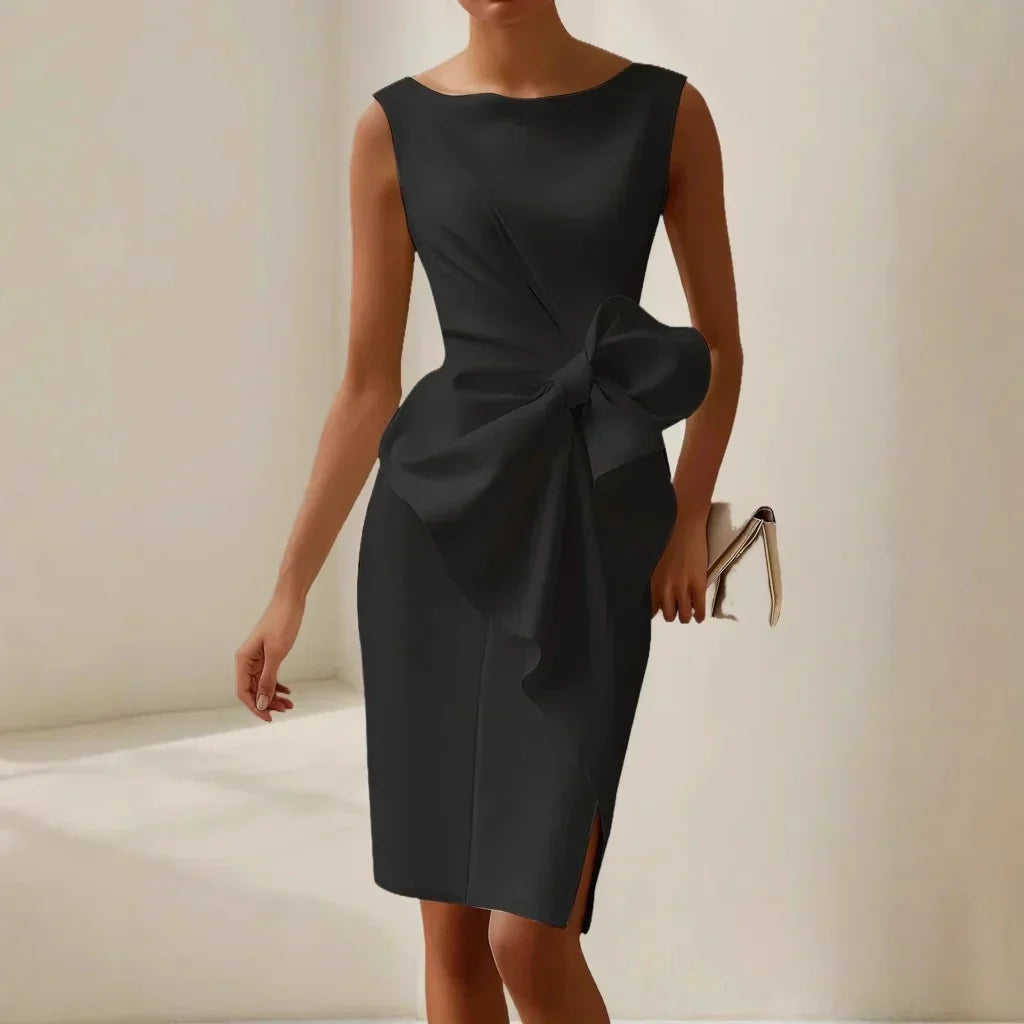 Carina - Vestido Elegante De Satén Ajustado Con Lazo