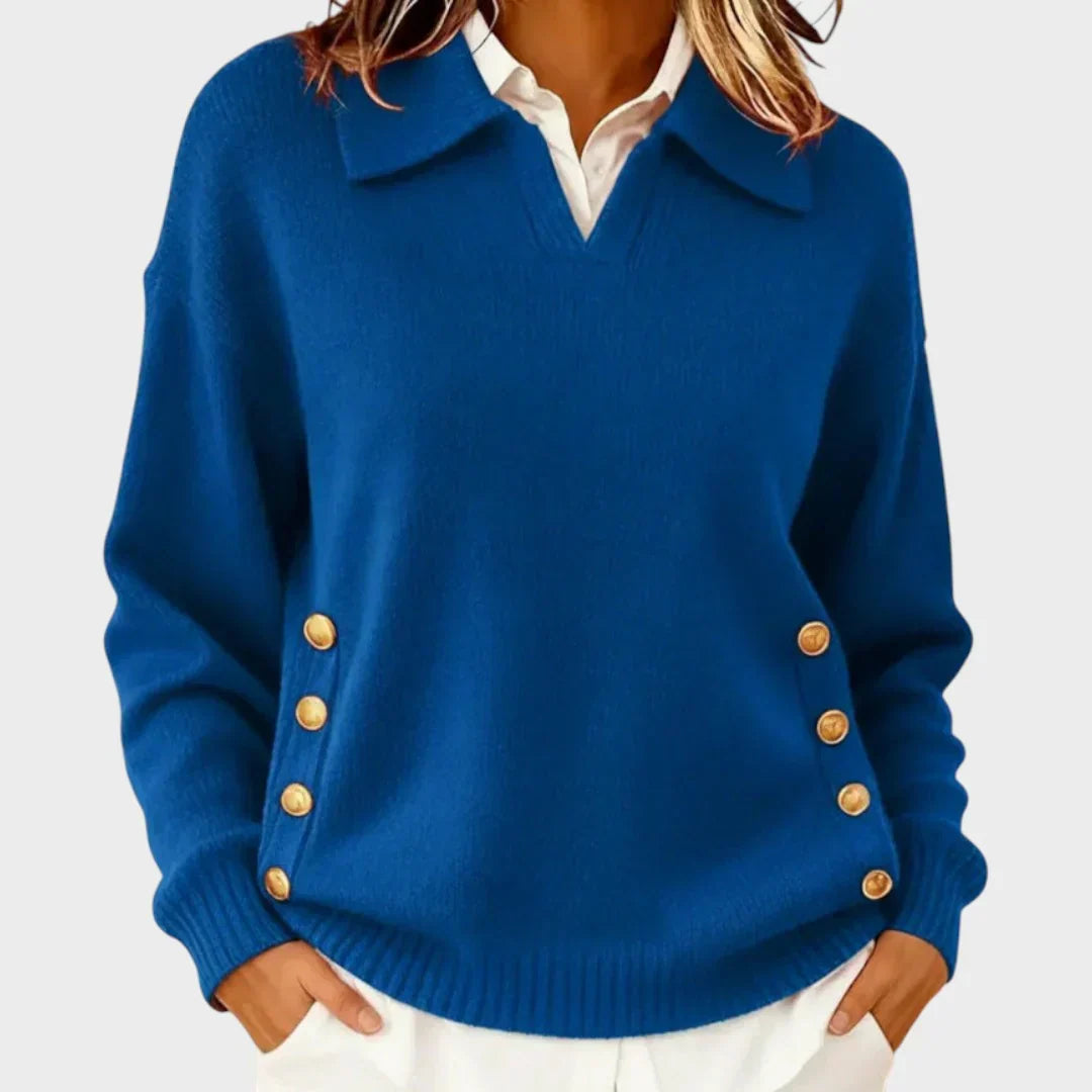 Célia - Suéter Polo Elegante de Punto Premium