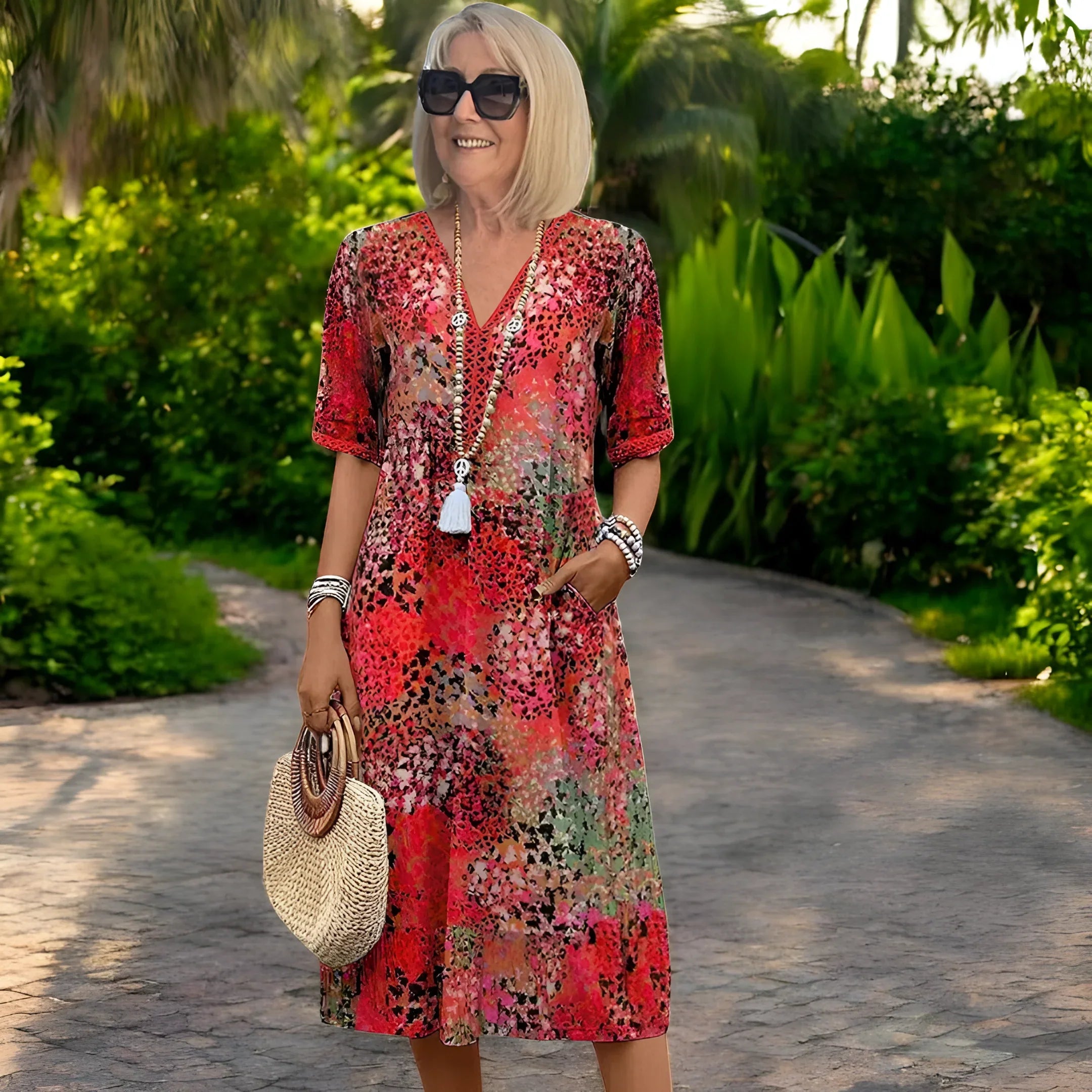 Edith - Komfortabel Printet Forårskjole