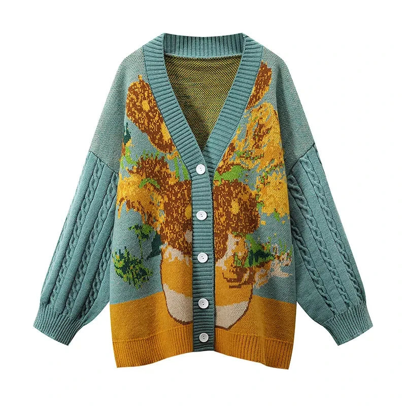 Van Gogh - Cardigan en Tricot de Qualité Premium