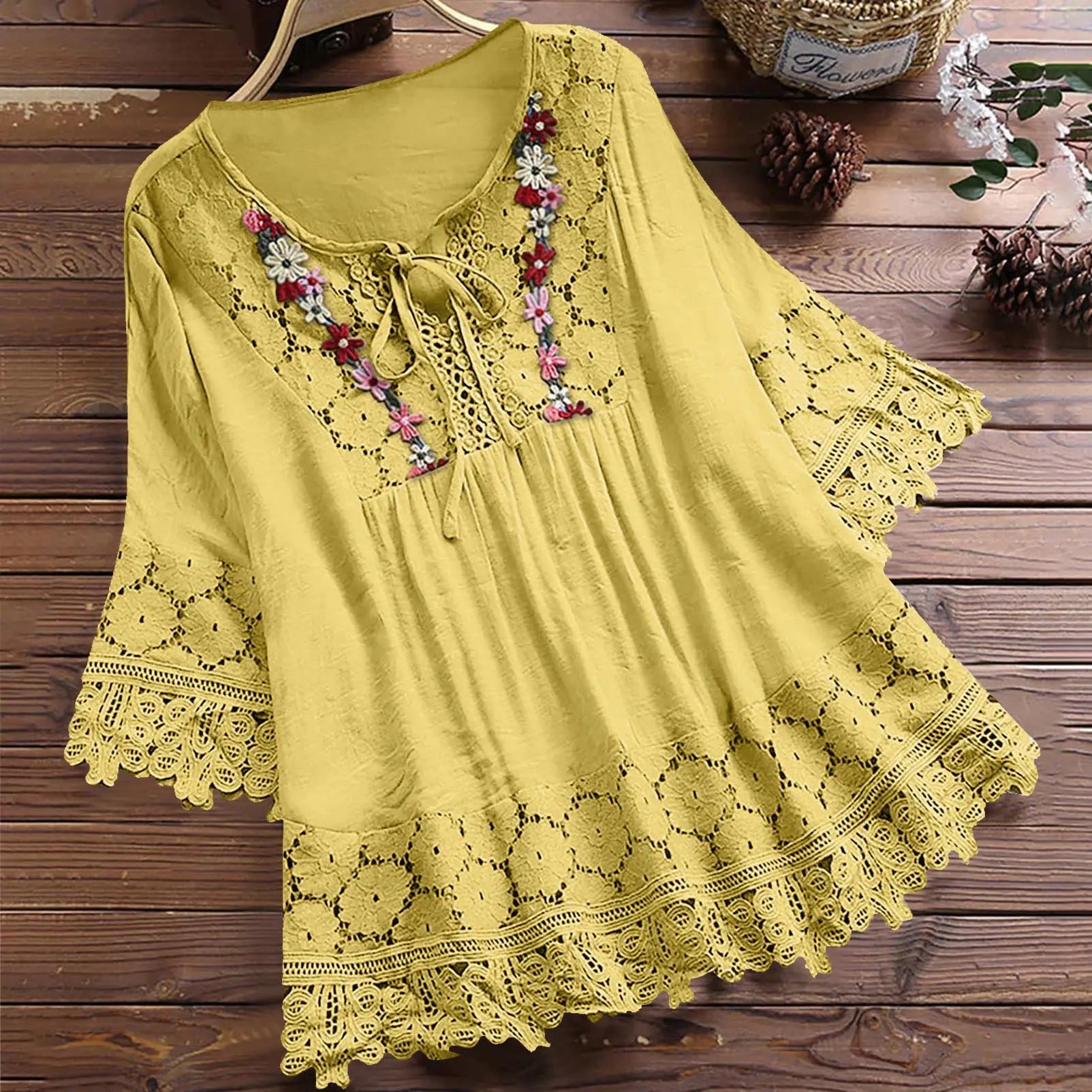 Sayana - Boheme Chic Broderet Bomuldsbluse