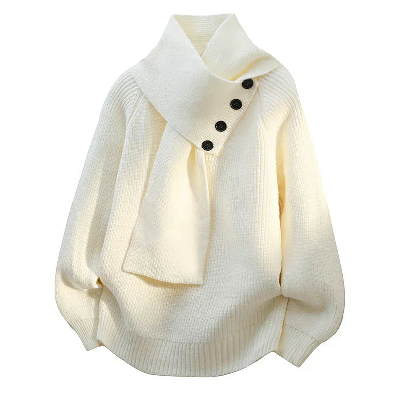 Anya - Pull en Maille Col Effet Écharpe Chic