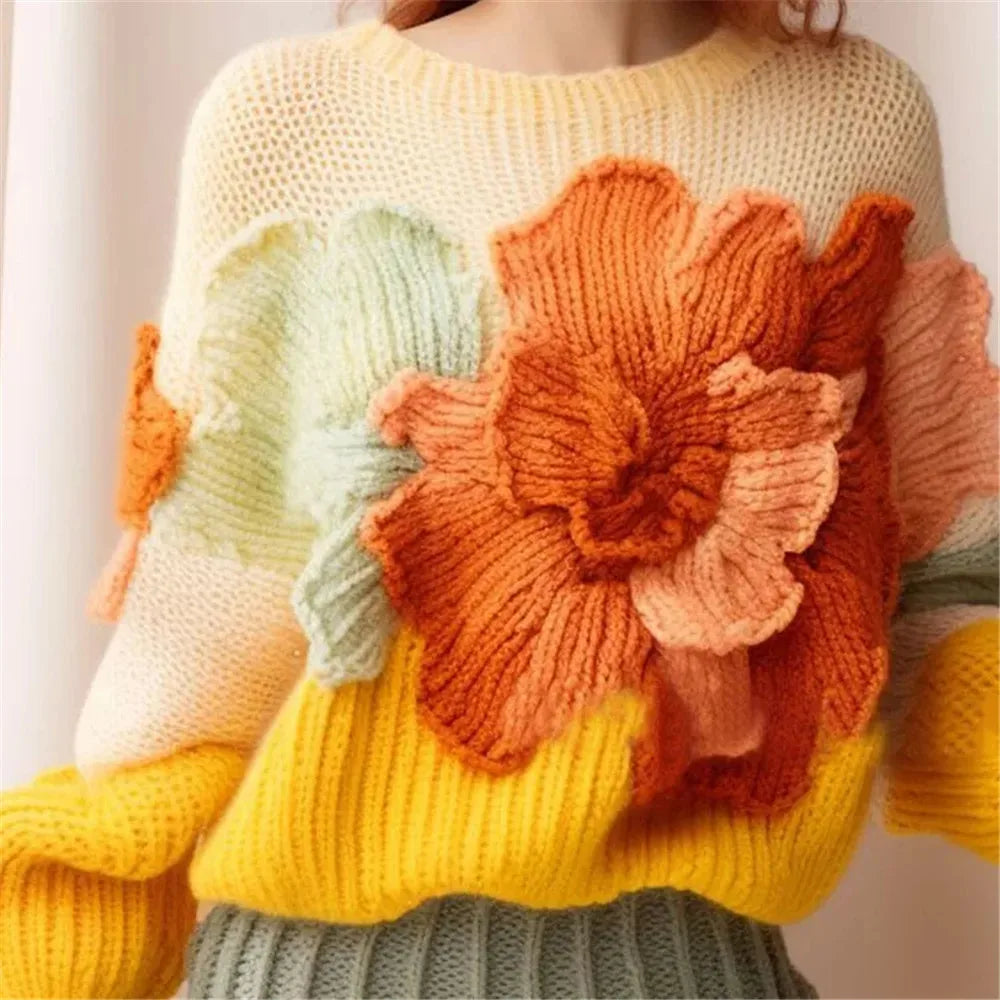 Sepal - Pull Fleurs 3D en Tricot Premium