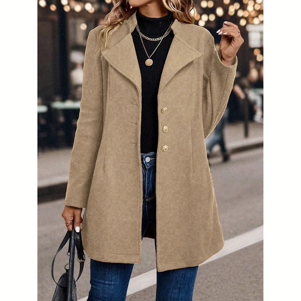 Judite - Elegantní Polodlouhý Zapínací Kabát