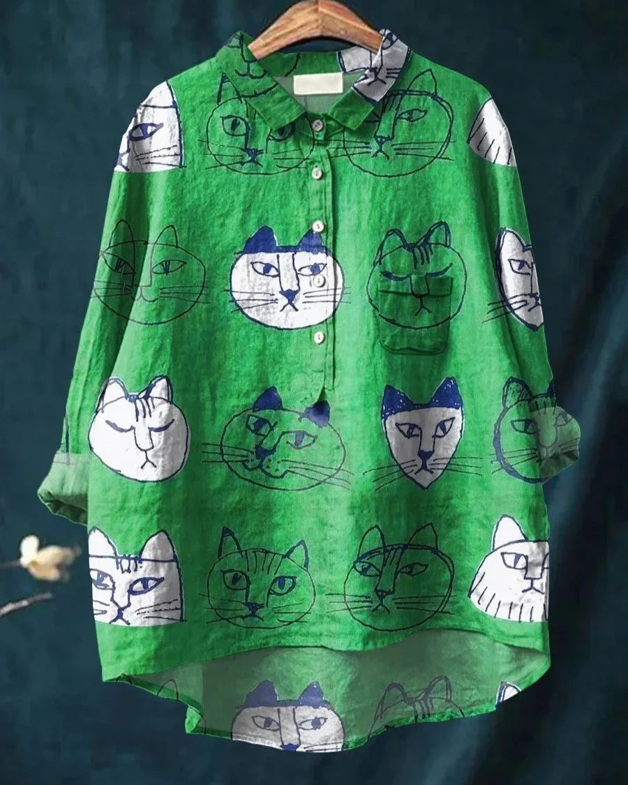 Shun - Kunstnerisk Dyreprint Bomuldsbluse