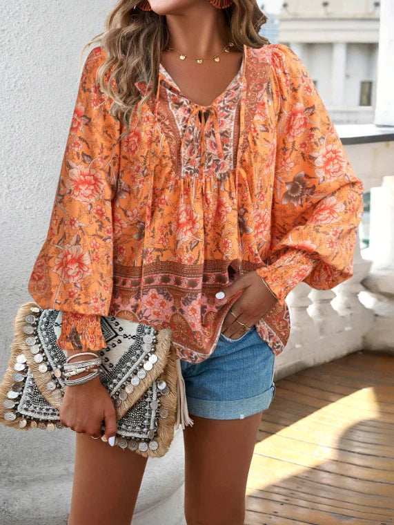 Albane - Blouse Fleurie Bohème Chic