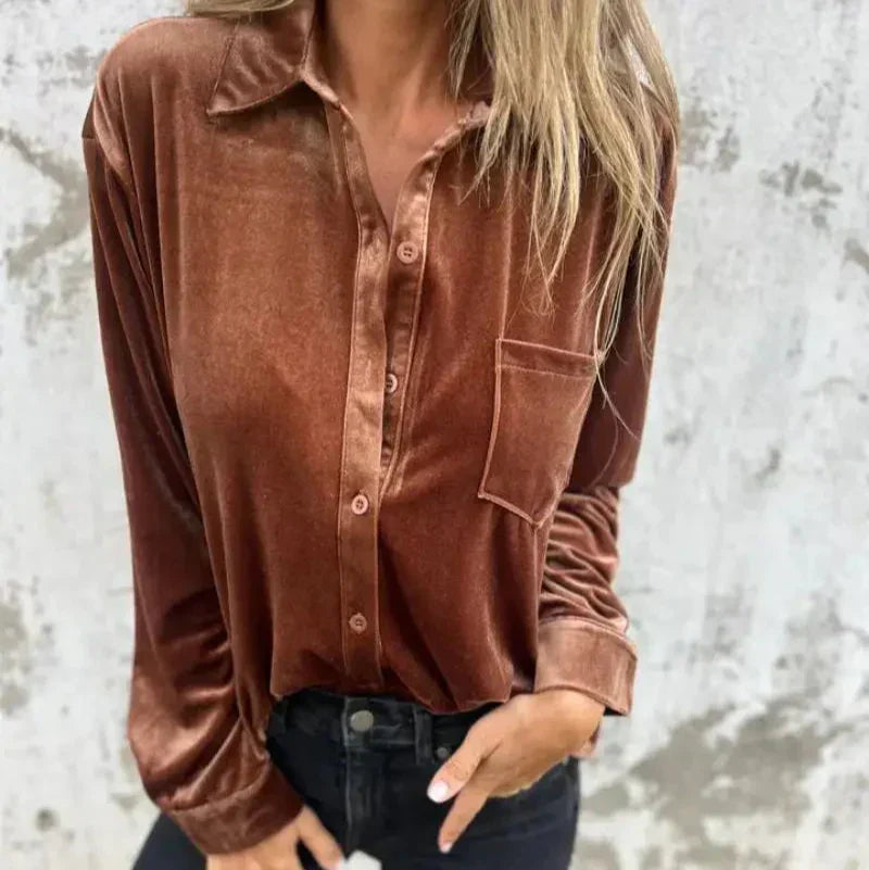 Sloane - Chemise Boutonnée en Velours Premium