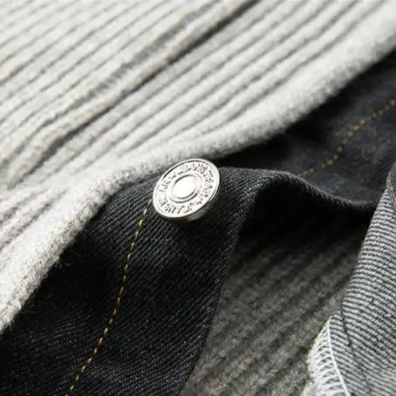Brayan - Veste Côtelée Laine et Denim Premium