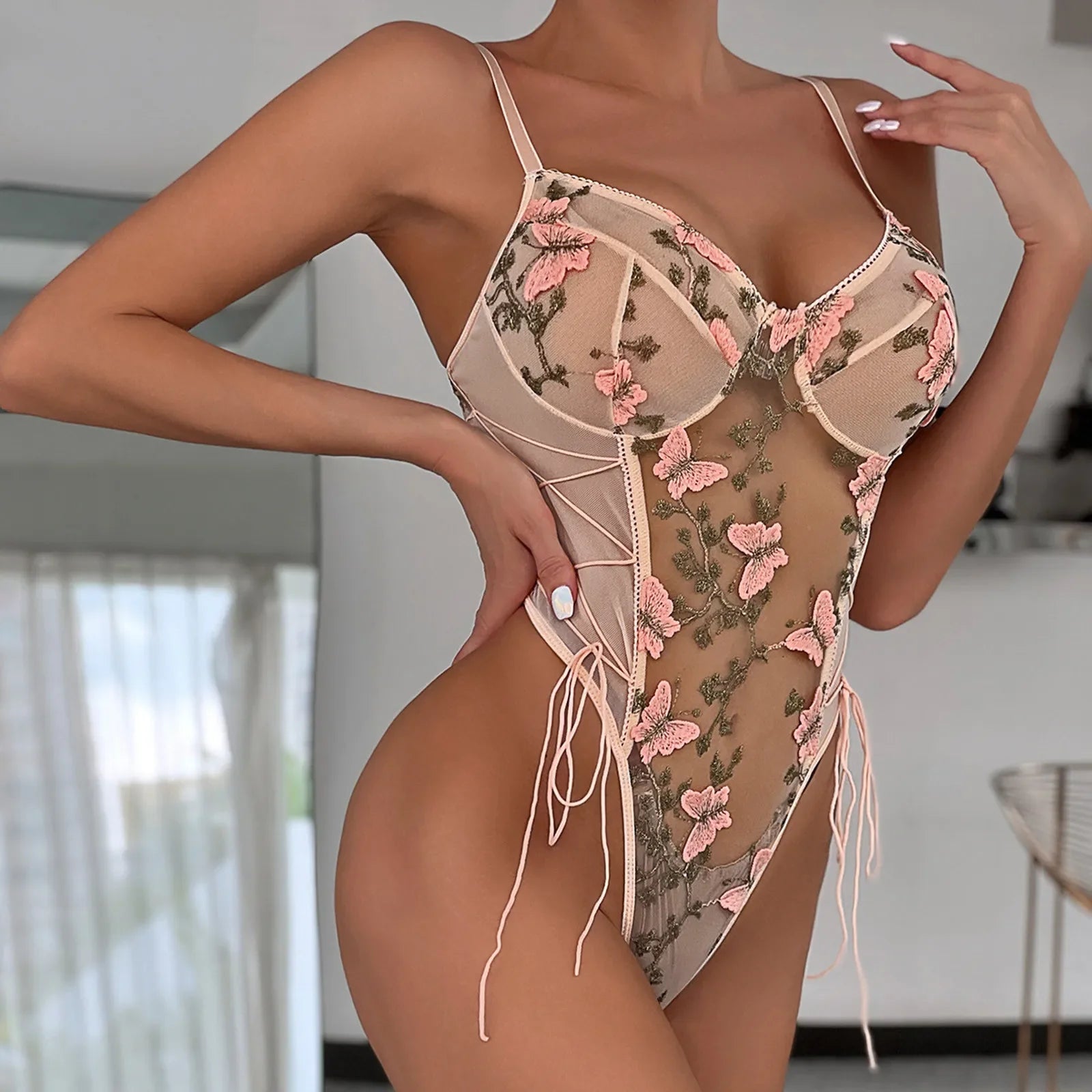 Melina - Body Sensuel Broderie Papillons