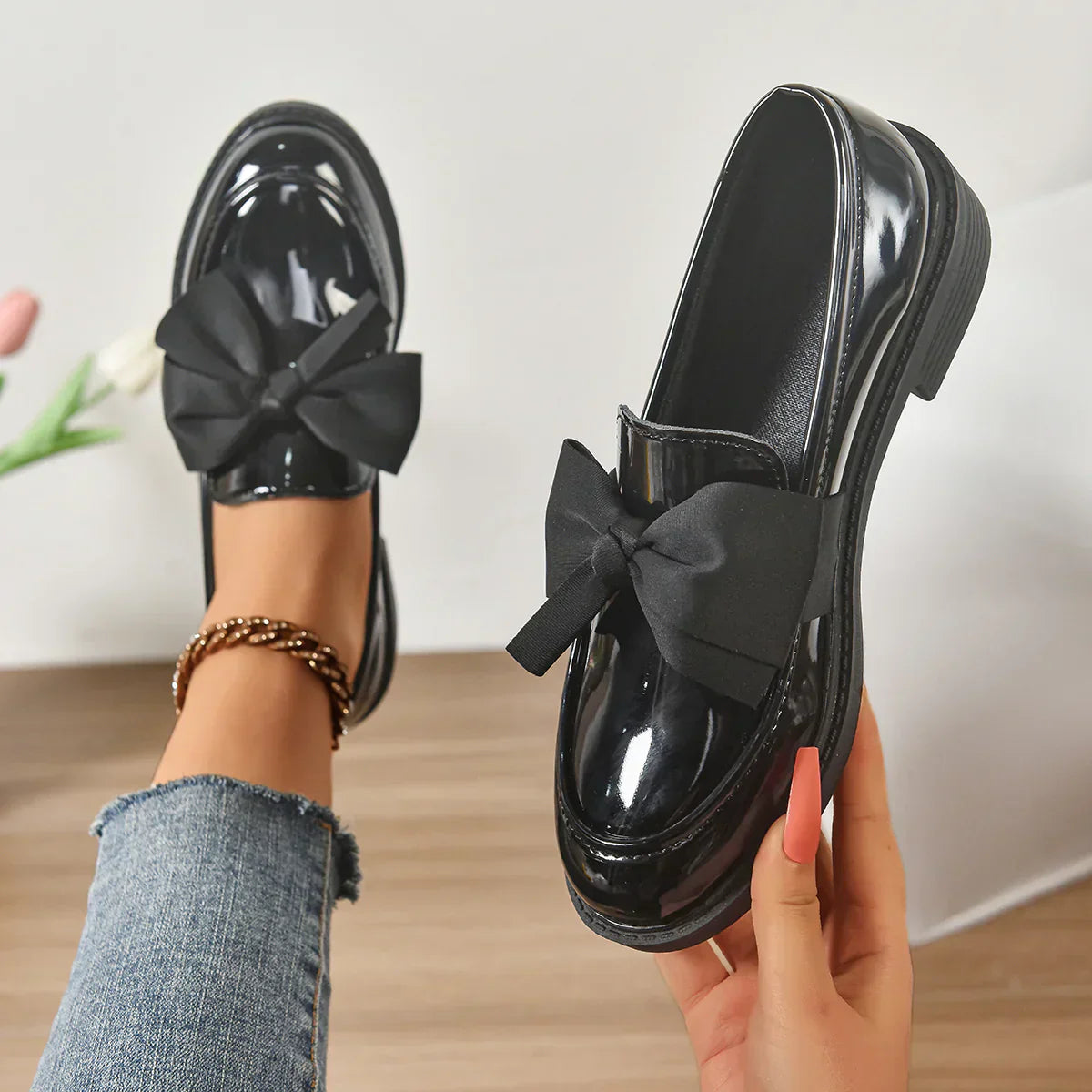 Syuzi - Mocassins Vernis à Nœud Plateforme Confort