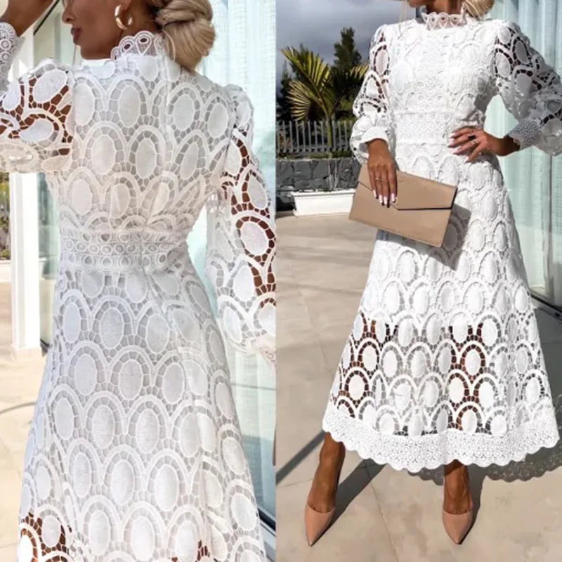 Emily - Robe Longue Chic Brodée