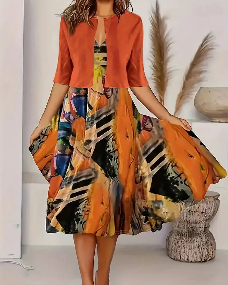 Gisela - Vzorované Šaty a Zodpovedajúca Bunda