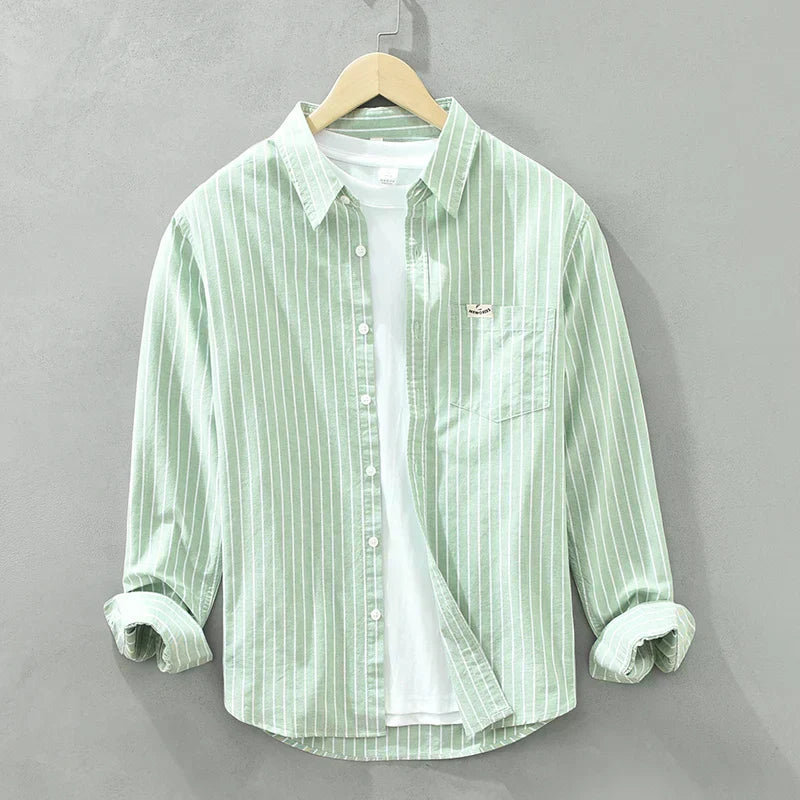 Mikkel - Stribet Skjorte i Ren Bomuld