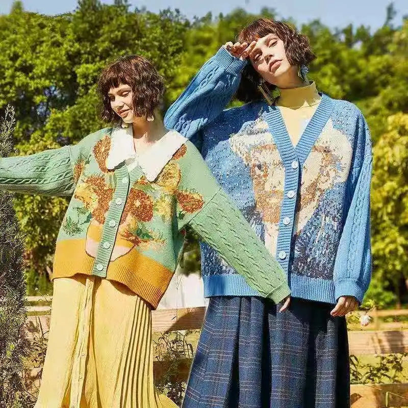 Van Gogh - Cardigan en Tricot de Qualité Premium