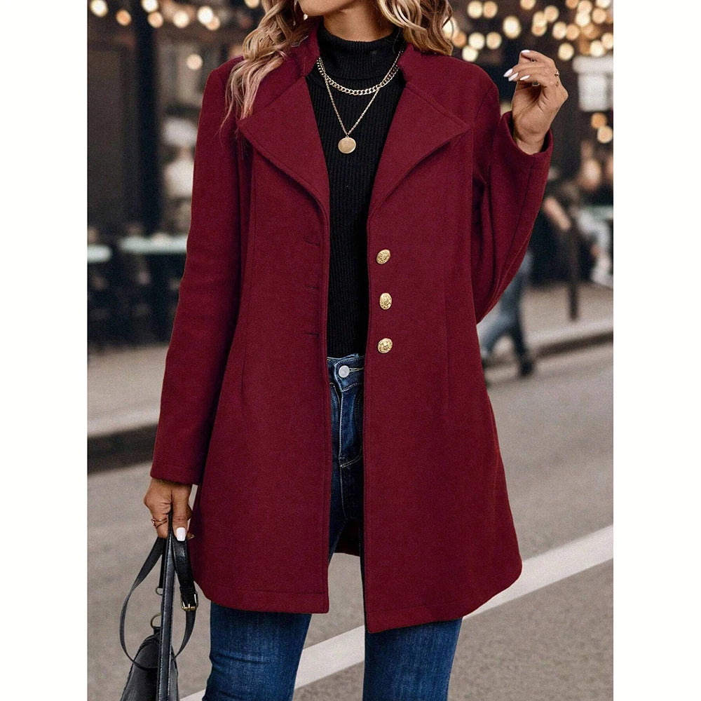 Judite - Elegantní Polodlouhý Zapínací Kabát
