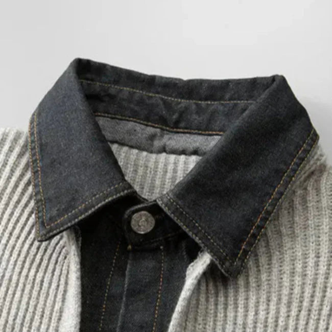 Brayan - Veste Côtelée Laine et Denim Premium