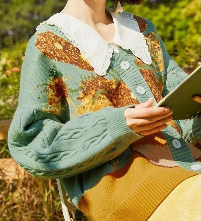 Van Gogh - Cardigan en Tricot de Qualité Premium