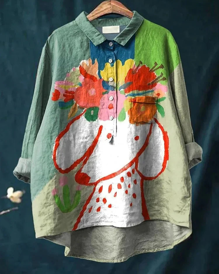 Shun - Kunstnerisk Dyreprint Bomuldsbluse