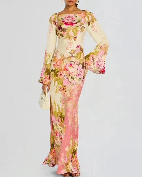 Emanuela - Chic Feminin Blomstret Maxikjole