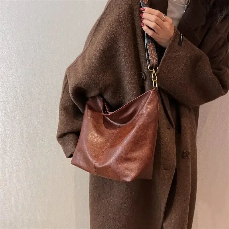 Nasira - Bolso Shopper Vintage de Cuero Premium