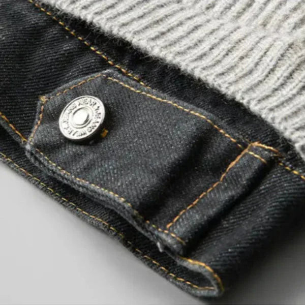 Brayan - Veste Côtelée Laine et Denim Premium