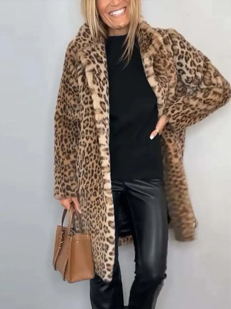 Jovanka - Kožešinový Kabát S Leopardím Vzorem