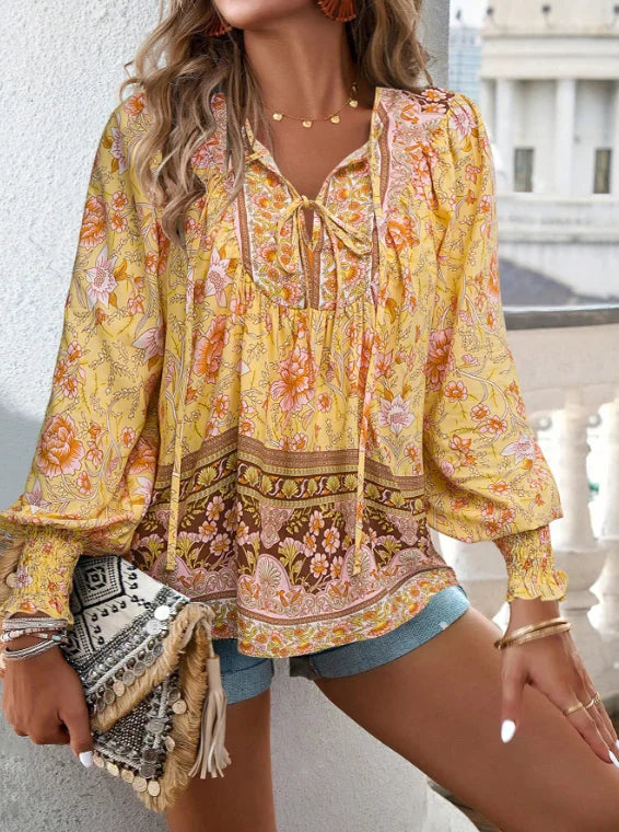 Albane - Blouse Fleurie Bohème Chic