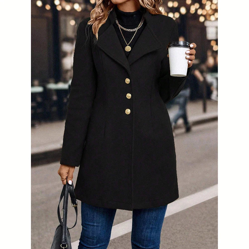 Judite - Elegantní Polodlouhý Zapínací Kabát