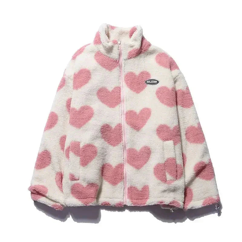 Lana - Veste Polaire Réversible à Cœurs
