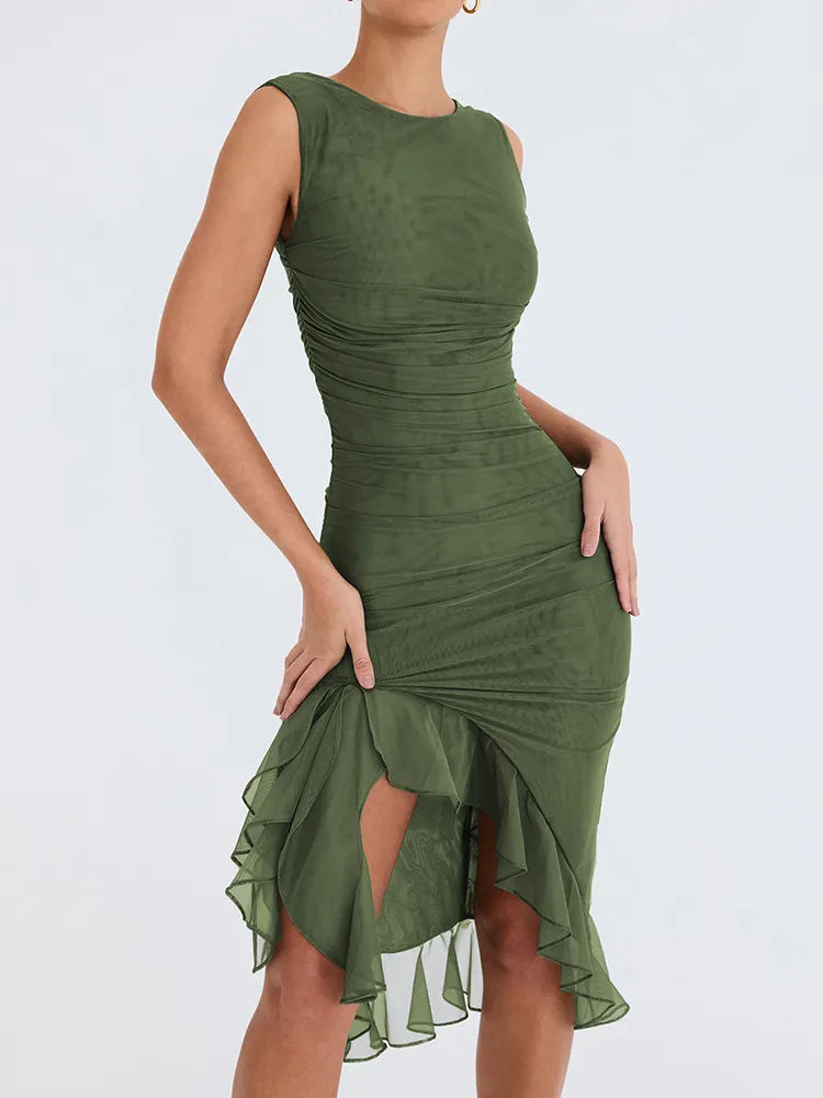 Nairobi - Robe Asymétrique à Volants de Qualité Premium