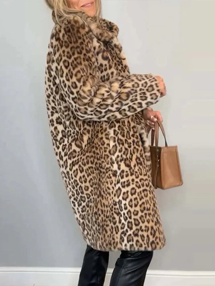 Jovanka - Kožešinový Kabát S Leopardím Vzorem