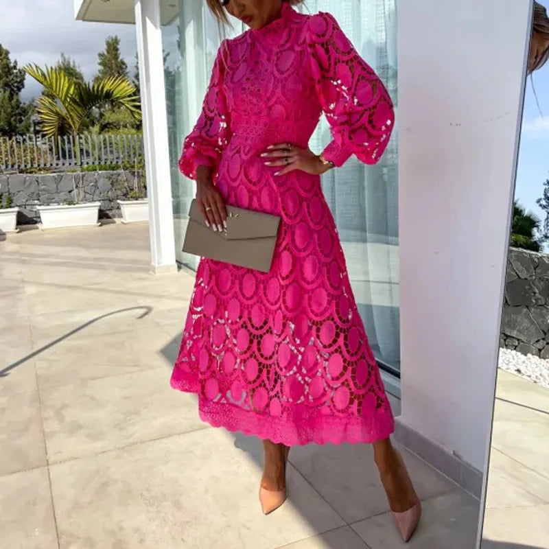 Emily - Robe Longue Chic Brodée