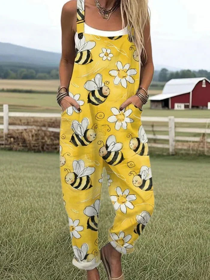 Melyssa - Retro Mønstrede Letvægts Overalls