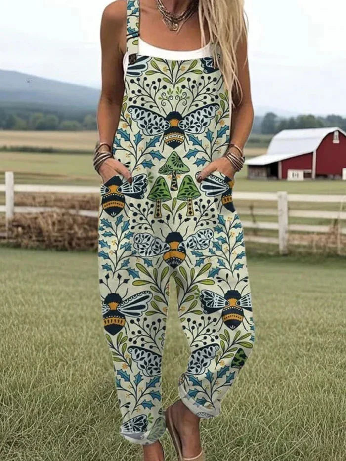 Melyssa - Retro Mønstrede Letvægts Overalls