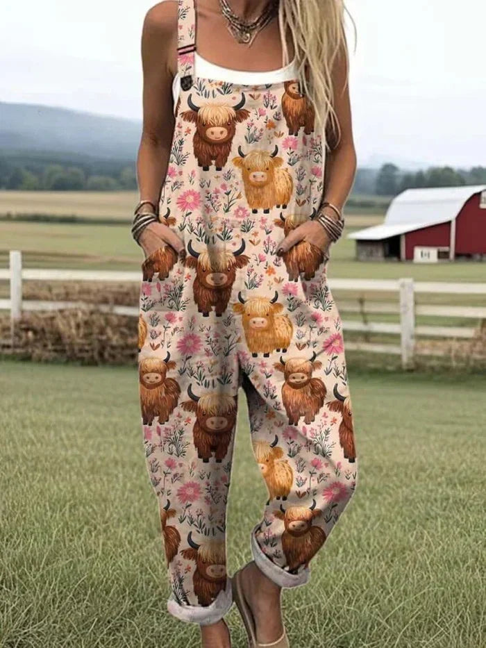 Melyssa - Retro Mønstrede Letvægts Overalls