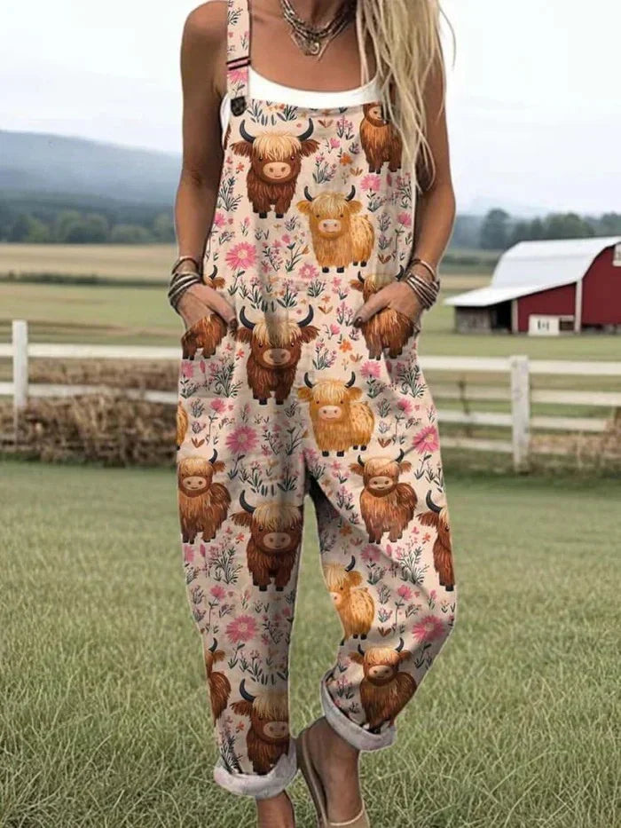 Melyssa - Retro Mønstrede Letvægts Overalls