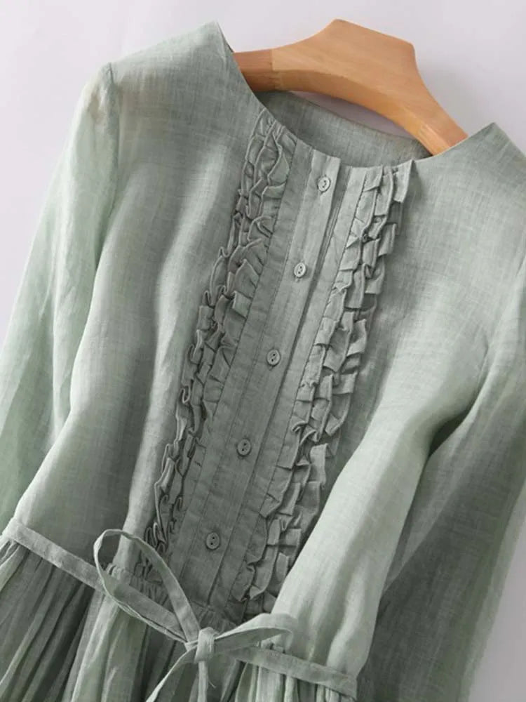 Clotilde - Robe Élégante en Lin Premium