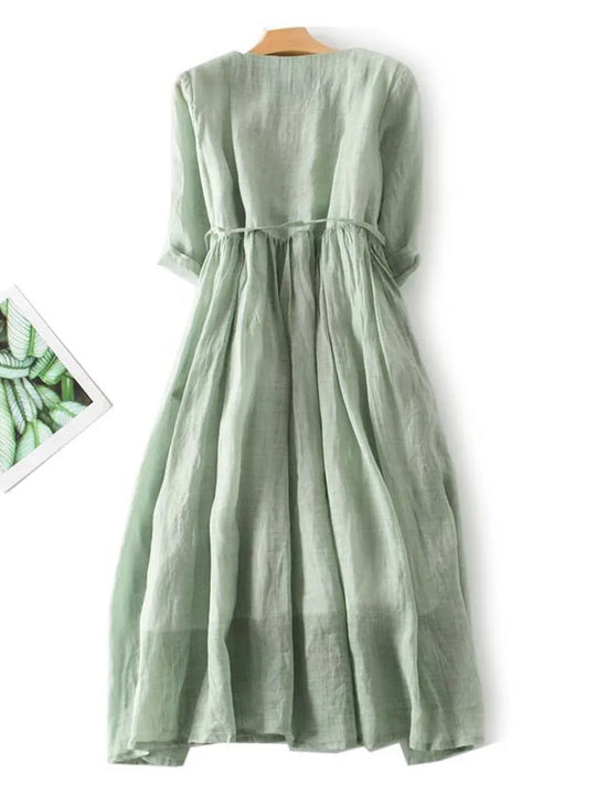 Clotilde - Robe Élégante en Lin Premium