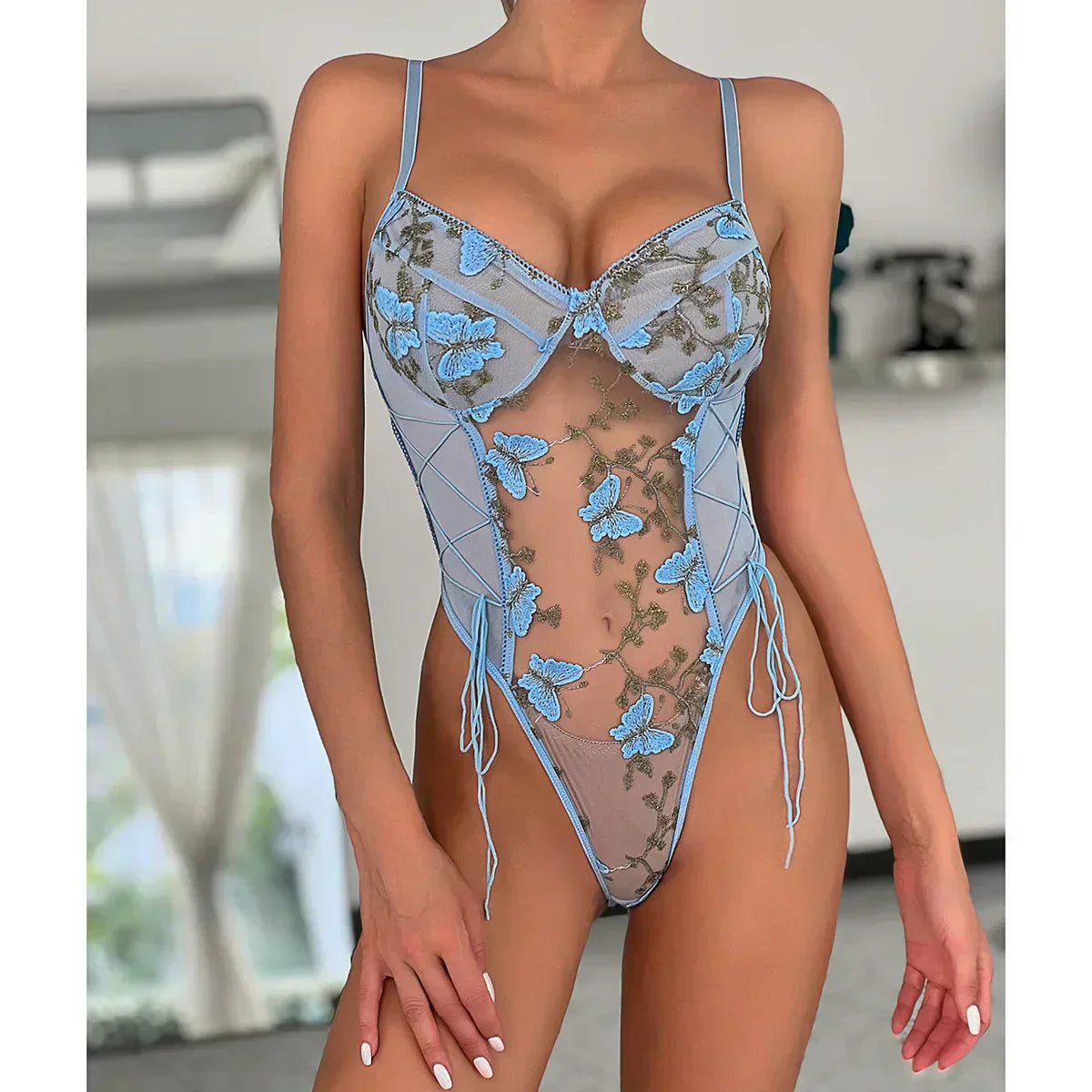 Melina - Body Sensuel Broderie Papillons