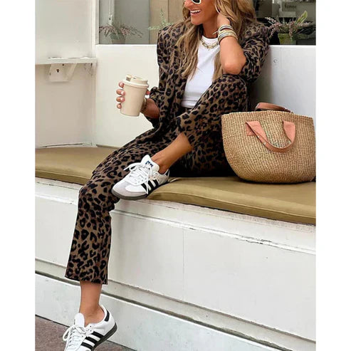 Nemera - Blazer y Pantalón Casual Chic Leopardo