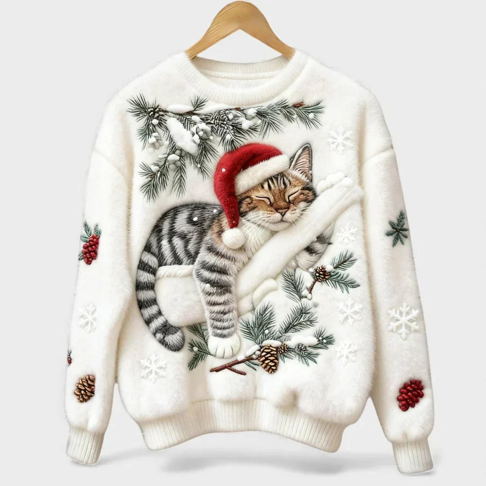 Romane - Suéter de Navidad con Gato Ultrasuave