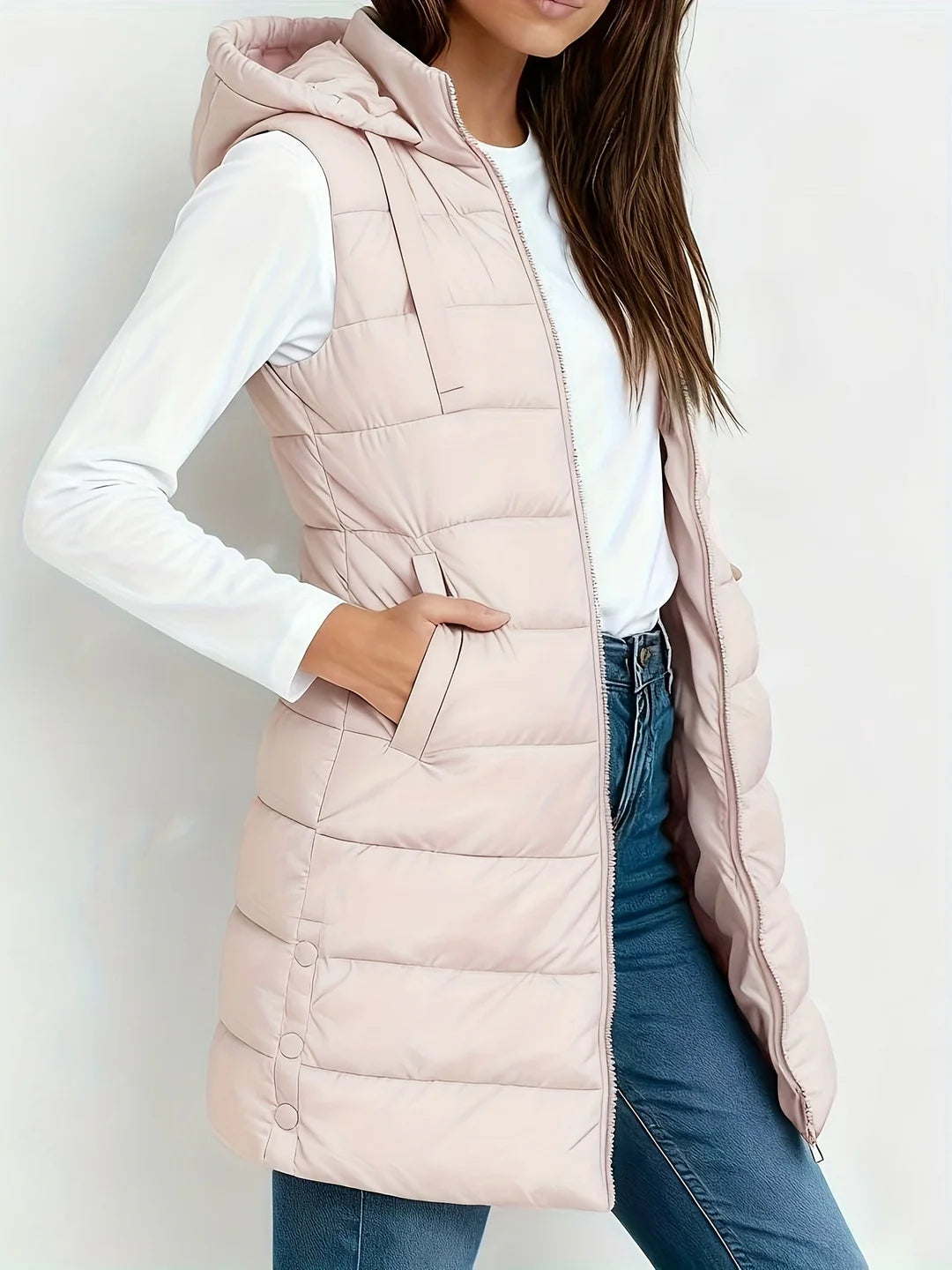 Prunille - Manteau Matelassé Sans Manches à Capuche