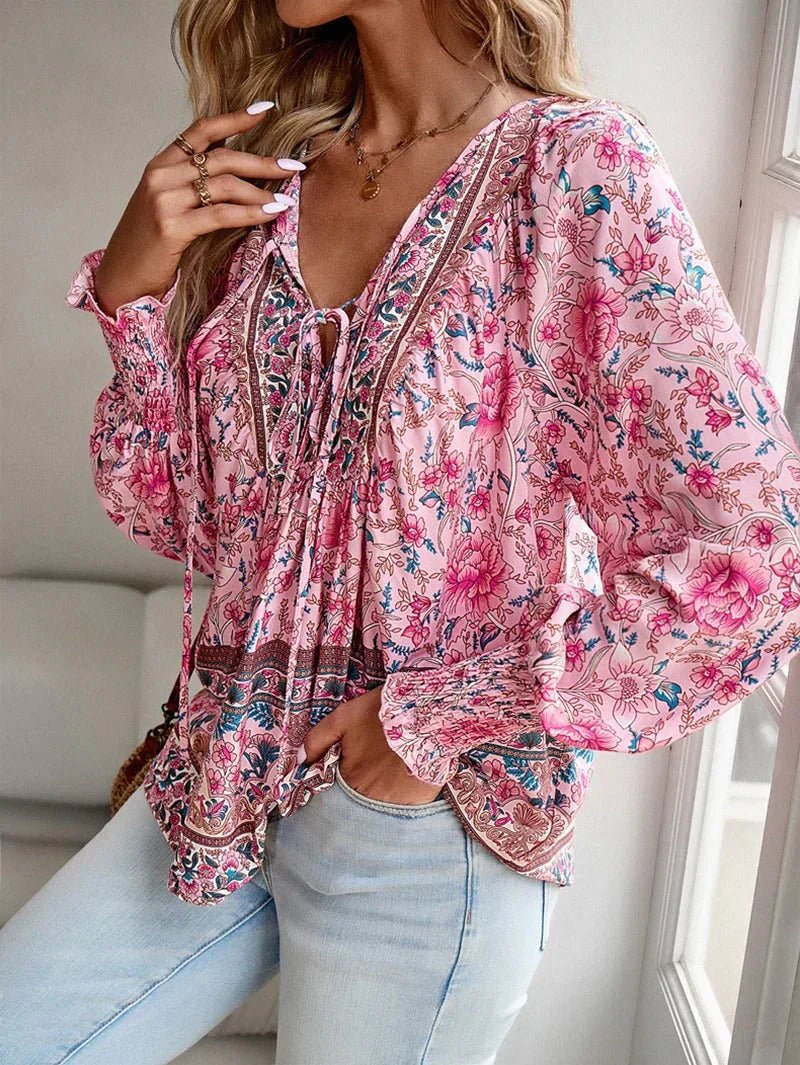 Albane - Blouse Fleurie Bohème Chic