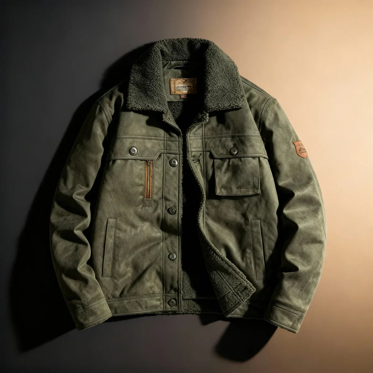 Niels - Veste en Daim Haut de Gamme Doublure Sherpa