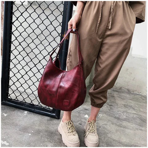 Jihen - Bolso de Mano Vintage de Cuero de Primera Calidad