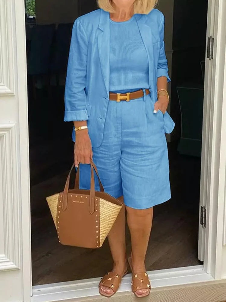 Catherine - Elegant Linen Light Suit